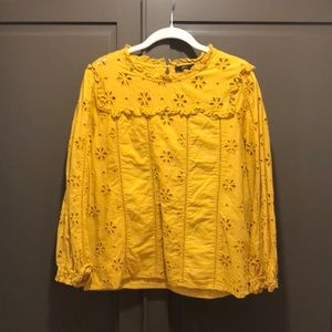 J Crew Womens size Medium Golden Yellow Popover Top